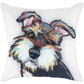 The Beach Stop Decorative Watercolour Schnauzer Dog Scatter Cushion Cover | Home Decor Inspo | Gift Idea for Dog Lovers | 45x45cm 18x18” | Schnauzer