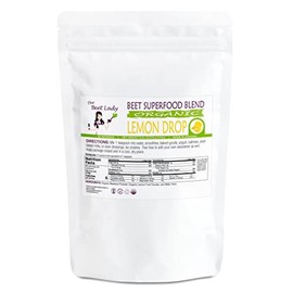 The Beet Lady Lemon Drop Beet Superfood Powder blended with real fruit - 100% bio-available nutrients from good food. Organic, plant-based, non-GMO, clean and raw. 60 servings.