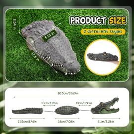 Silipull 2 Pack Floating Alligator Decoy for Pool, 1 Pcs 12.6 Inch Fake Crocodile Head, 1 Pack Three Section Floating Alligator Decoration Decoy for Goose, Duck Control, Garden and Patio Accessories