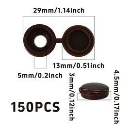 Runseaway 150Pcs Dark Brown Plastic Screw Covers, Hinged Screw Cover Caps, Hinged Fold Over Caps Dust Washers Snap Flip Tops for Screw Protection