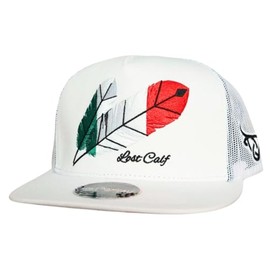 Lost Calf Mens Mexican Tribe Flat Bill Adjustable Snapback Cap Hat, White