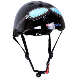 Kiddimoto KMH044M - Fahrrad Skater Helm für Kinder Black Goggle, Gr.M (5-14 Jahre)
