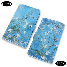 Jasenna Business Card Holder,Business Card Book Case PU Leather Organization Binder Name ID Card Holder for Men & Women, Up to 96 Cards Capacity(1-Peach Blossom)