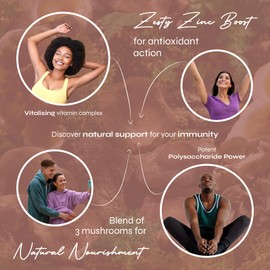 Known Known Tasty Immunity Mushrooms Gummies - Reishi, Maitake, Vitamin C, Zinc & Selenium - Natural Pomegranate Flavour - 60 Vegan Gummies, 3 Month Supply