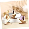 Ipetboom 3pcs Wooden Easter Bunny Decorations Cartoon Style Rustic Rabbit