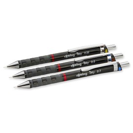 rOtring Tikky Set of 3 with Colour Code 0.35/0.5/0.7 mm (Includes 3 Cans of Refills HB + Eraser B20)