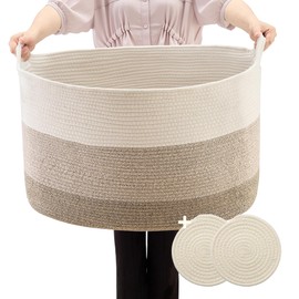 Greadsoel Baby Storage Basket Toy Storage XLarge Laundry Basket 105l,Woven Basket with 2 Free Cotton Rope Coaster