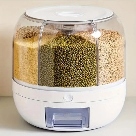Grain storage container rotary separator sealed jar food-grade transparent storage round kitchen rice bucketcolor: Transparent, size: Medium