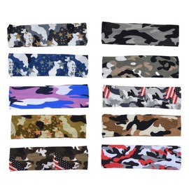 10pcs Head Band Different Colors Camouflage Elastic Sweat Absorbent Fabric Headbands For Sports Running Fitness