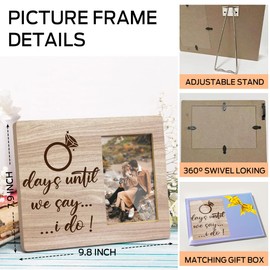 Engagement Gifts for Couple Photo Frame, Picture Frame Tabletop Display 4 x 6 Photo for Home Office Wall Decor Wedding Anniversary Romantic Gifts for Her Wife Newly Engaged Couple Husband -02
