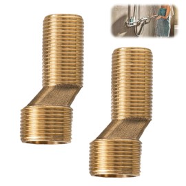 VZU Pack of 2 Shower Tap Adaptors, 3/4 Inch to 1/2 Inch Brass S Connection Offset by 9 mm, Adjustable Swivel Arm Extension Arm Long Tap Connections Adapter