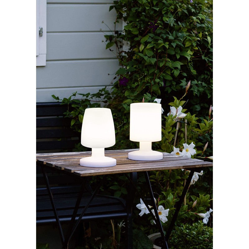 Reality Leuchten Dora Outdoor Table Lamp, Plastic, 1.5 W, White
