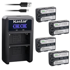 Kastar 4-Pack NP-FM50/FM55Battery and LED2 USB Charger Compatible with Sony CCD-TRV608 CCD-TRV730 CCD-TRV740 CCD-TRV748 DCR-DVD100 DCR-DVD101 DCR-DVD200 DCR-DVD201 DCR-DVD300 DCR-DVD301 Camera