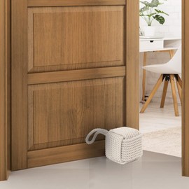 Marwood Rope Knot Door Stops Decorative Nautical Door Stopper Handmade with Handle, Weighted Interior Square Doorstop Sailor Knot for Door and Window - Beige (5"x5", 4.4lbs)