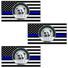 3PCS Thin Blue line Sticker Code 4, American Flag Thin Blue Line Car Decal, Police Support Stickers, American Flag Thin Blue Line Decal, for Cars Trucks Window Laptop