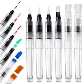 Boocalny 60 Pcs Watercolor Brush Pens Set, 6 Size Refillable Water Color Pens with Pointed & Flat Tip, Leak-Proof Portable Water Brushes Pen for Acrylic Gouache Painting Calligraphy Artists Beginners