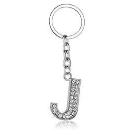 BESPMOSP A-Z Letter Keychain Keyring Crystal Shiny Family Best Friend Jewellery (J)