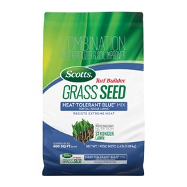 Scotts Turf Builder Grass Seed Heat-Tolerant Blue Mix for Tall Fescue Lawns with Fertilizer and Soil Improver, 2.4 lbs.