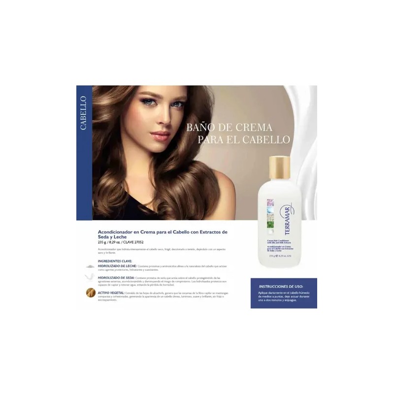 Acondicionador En Crema Para Cabello Con Seda Terramar 235g