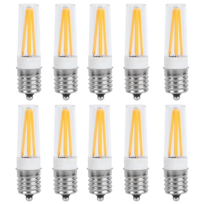 10Pcs E17 Long Filament Bulbs AC110V 3W for Chandelier Ceiling