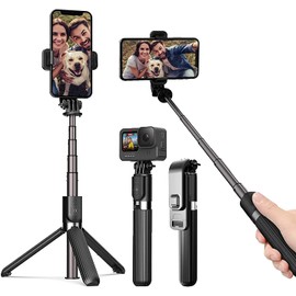 Palo Selfie Trípode con Luz de Ajustable, 360°Rotación Extensible Selfie Stick Inalámbrico Palo Selfie Trípode, para Transmisión en Vivo al Aire Libre/Maquillaje/Youtube Video