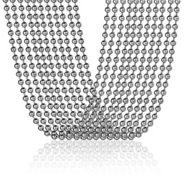 COCO Park 316L Stainless Steel 24 Inch Military Bamboo Chain Necklace - Pet Tag Bead Chain Necklace 10pcs/Pack (Bead Ball Chain)…