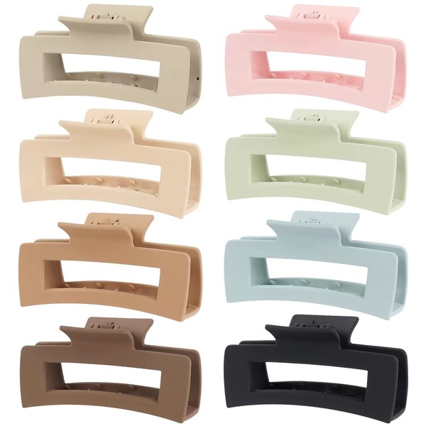 8 Pcs Large Hair Claw Clips 4.1" Non-slip Big Square