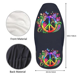 FeHuew Floral Colorful Hippie Peace Symbol 2 Pcs Car Seat Covers Set Vehicle Front Seat Protector Auto Interior Accessories Protetors Car Mat Covers Universal fit Most Car SUV Van Truck