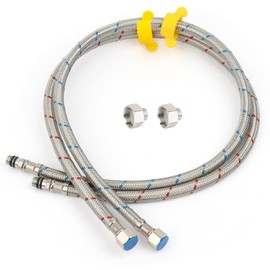 Klabb 32-Inch Stainless Steel Braided Faucet Supply Line, 3/8" Compression Inlet with 1/2" Adapter and M10 Faucet Connection for Bathroom & Kitchen Sinks