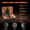 SCARRA Travel Cigar Humidor Box with Cigar Lighter, Leather Cedar