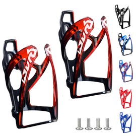 Suruid Bike Water Bottle Cage, Universal Bike Water Drink Holder Durable Ultralight Plastic Water Bottle Holder for Bicycle, Cycling Bottle Cages for MTB, Road Bike, Mountain Bike, 2 Pack - Black Red