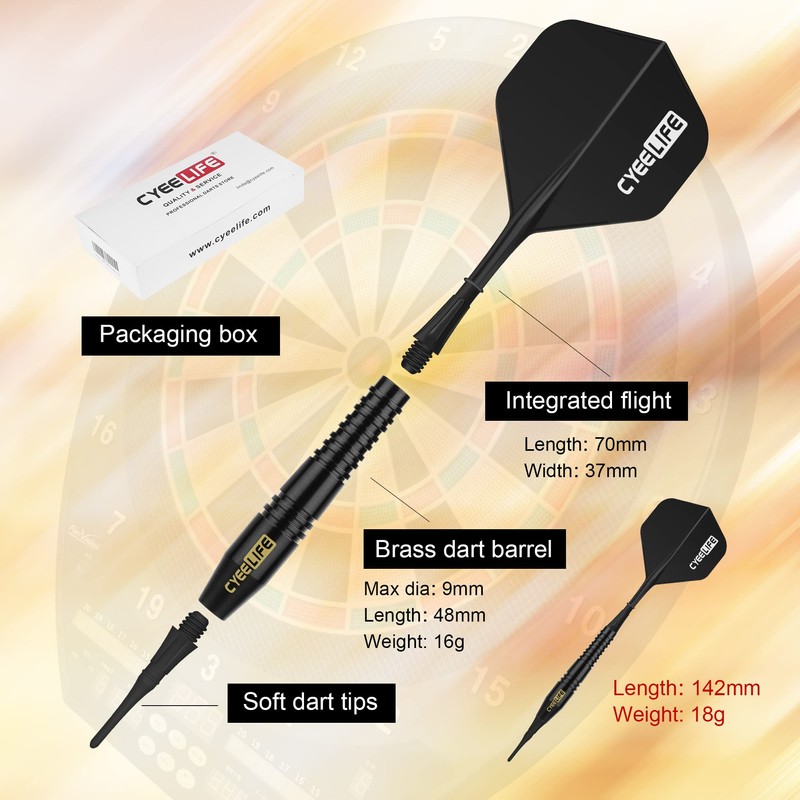 CyeeLife 18g Soft Tip Darts with Carrying case and 30