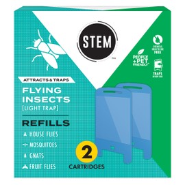 STEM Insect Light Trap Refill Cartridges, Indoor Fruit Fly Trap, Insecticide-Free Pest Control for Home, Attracts and Traps Flying Insects, Official STEM Refills - 2 Count