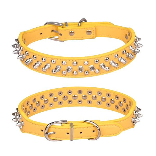 haoyueer Spiked Studded Dog Collar, Adjustable Pu Leather Puppy Collar