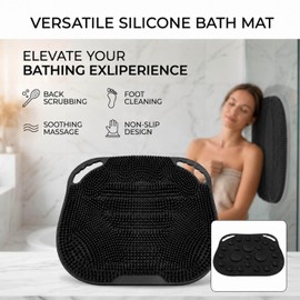Shower Foot Scrubber Mat Non-Slip Silicone Body Scrubber Black