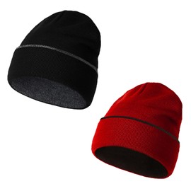 Rosoz 2 Pack Beanie for Men Women Winter Hats Reversible Soft Warm Cuffed Beanie Knitted Skull Cap Unisex