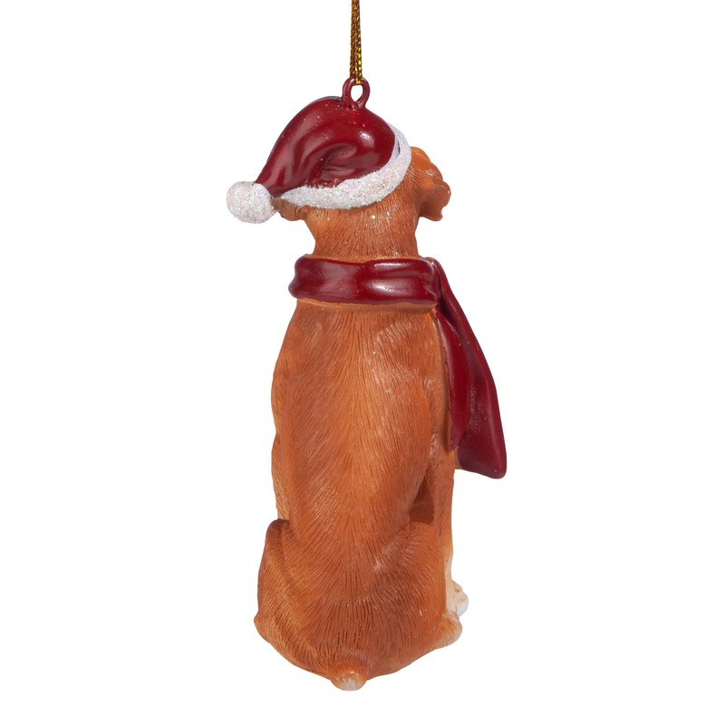 Design Toscano JH576303 Boxer Holiday Dog Ornament Sculpture, Multi-Color