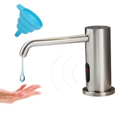 Touchless Automatic Soap Dispenser for Kitchen Bathroom Sink Built in Brushed Nickel Liquid Commercial Electric Soap Dispenser with Bottle and Pump Brushed Nickel