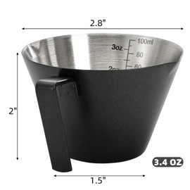 YIMITEE 4 Pack Stainless Steel Espresso Measuring Cup, 3.4OZ/100ML Double Spout Espresso Shot Cups with Handle and Dual Scale, Small Coffee Pouring Cup, Coffee Accessories Sauce Cup, Dishwasher Safe