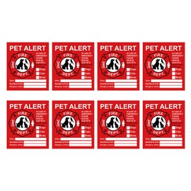 8Pieces Pet Alert Sticker FIRE Safety Dog Alert Stickers Cat Inside Sticker for Home Window Doors in Case of Warning Pet Decal