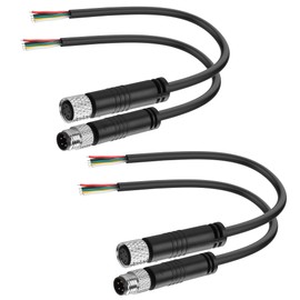 YACSEJAO 2 Pair M8 5 Pin Serial Cable 2 Male+2 Female M8 Plug 5 Pin Field Wireable Connector IP67 Industrial Sensor Waterproof Connector Wiring Cable (5 Pin)