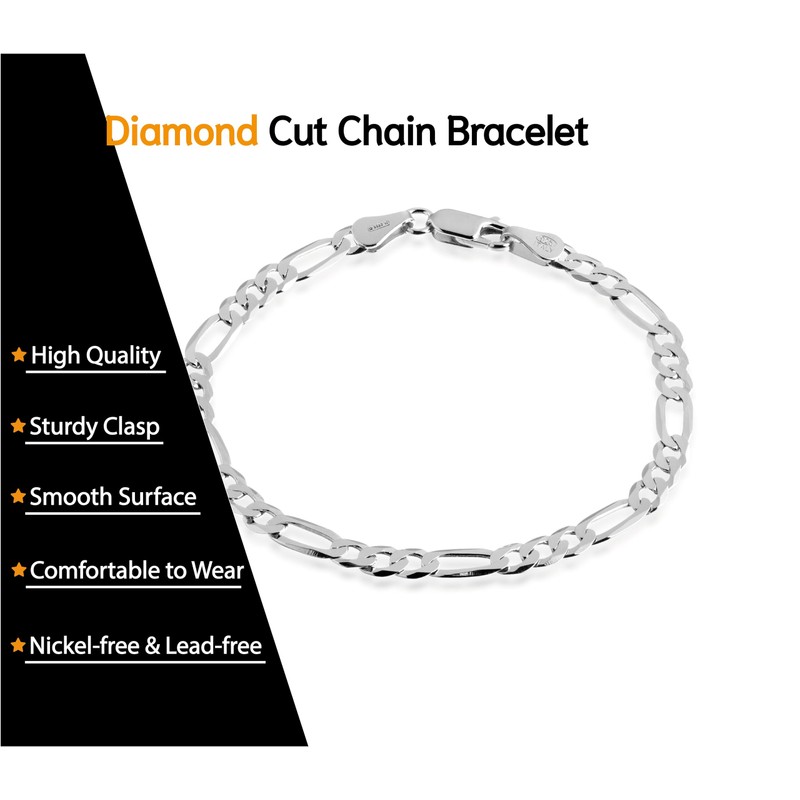 QUADRI - Elegant bracelet in chain (Figaro) for men and