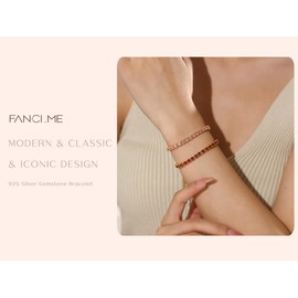 FANCIME October Birthstone Jewelry Pink Tourmaline Bracelet Gold Tennis Bracelet Bolo Adjustable Chain Fine Jewelry Anniversary Birthday Gifts for Women Mom Wife Her, 4mm Width