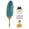 Feather Pen and Ink Set with 5 Interchangeable Nibs for