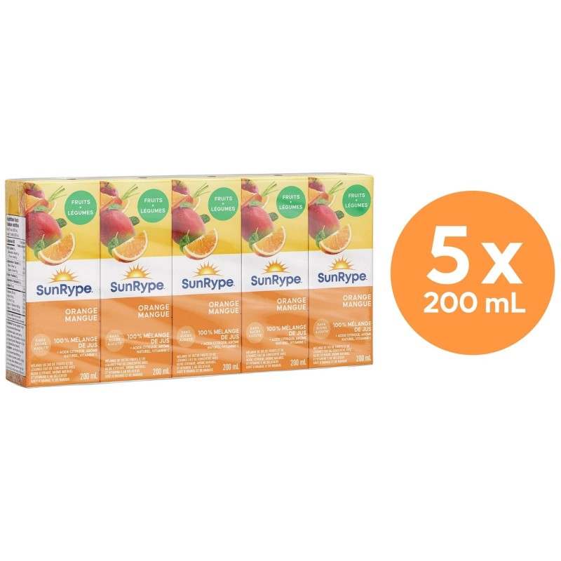 SunRype Fruit & Veggies Orange Mango Juice Boxes, Perfect For