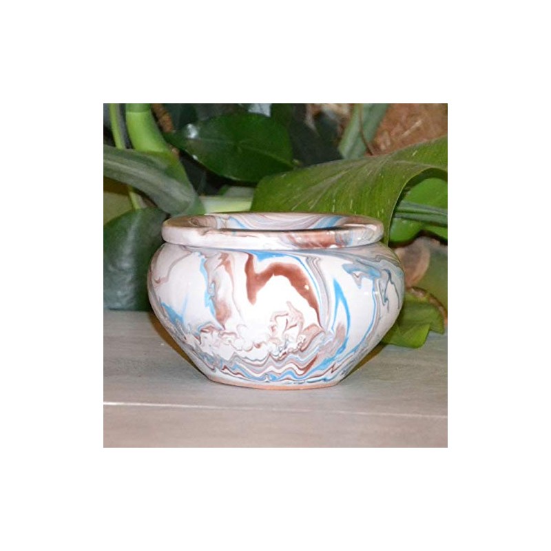 Small Tunisian Marble Ashtray in Blue, Brown and White