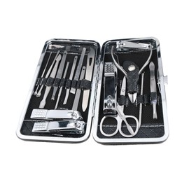 Nail Clippers, Stainless Steel Anti-Splash Nail Clippers, Nail Clippers with Flat Mouth Household File, for Manicure, Pedicure, Women and Men (19 Piece Set Black)