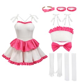 DAZCOS - Disfraz de cosplay para mujer, sin tirantes, con accesorios, conjunto completo de cosplay para Halloween diario