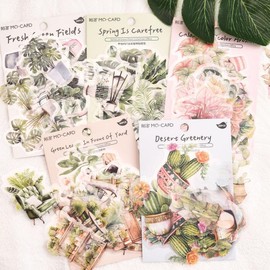URROMA Spring Plants Scrapbook Stickers, 150Pcs Fresh Elegant Style Decorative Paper Spring is full of vitality Supplies for Festival Card Making