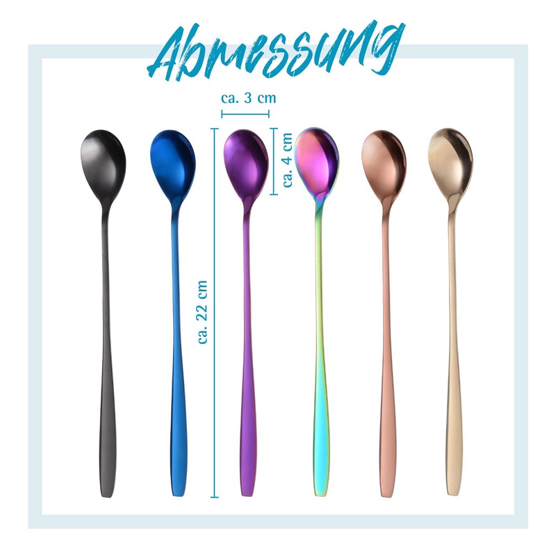 GRÄWE Königstein Series Long Drinking Spoons, Set of 6, Stainless